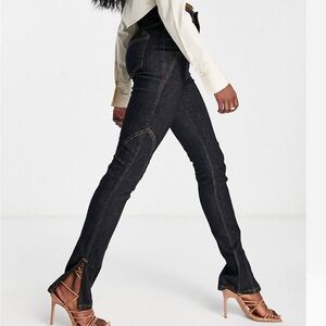 NWT Contour seamed split hem skinny jeans in dark blue